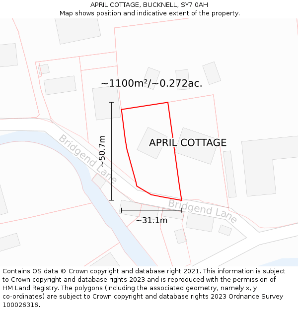 APRIL COTTAGE, BUCKNELL, SY7 0AH: Plot and title map