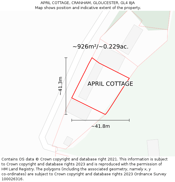 APRIL COTTAGE, CRANHAM, GLOUCESTER, GL4 8JA: Plot and title map