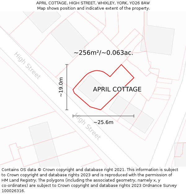 APRIL COTTAGE, HIGH STREET, WHIXLEY, YORK, YO26 8AW: Plot and title map