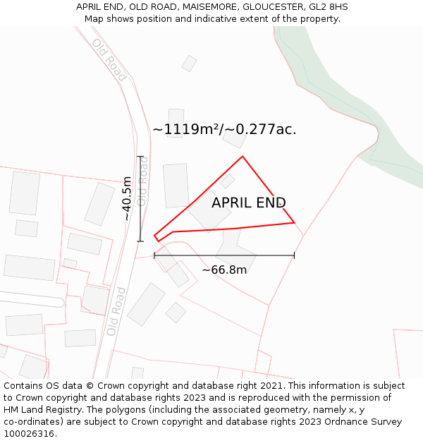 APRIL END, OLD ROAD, MAISEMORE, GLOUCESTER, GL2 8HS: Plot and title map