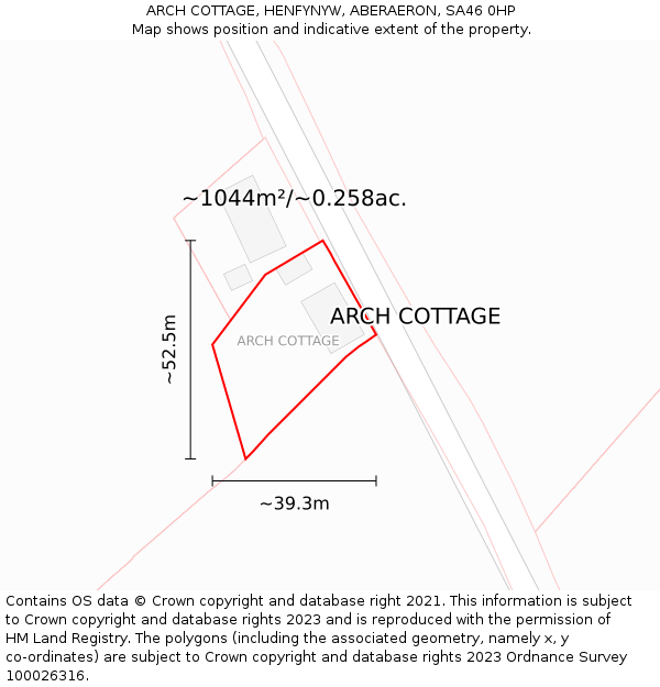 ARCH COTTAGE, HENFYNYW, ABERAERON, SA46 0HP: Plot and title map
