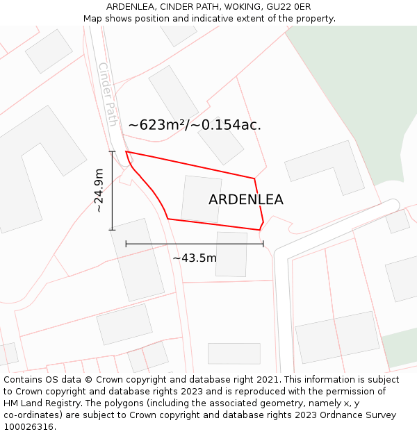ARDENLEA, CINDER PATH, WOKING, GU22 0ER: Plot and title map