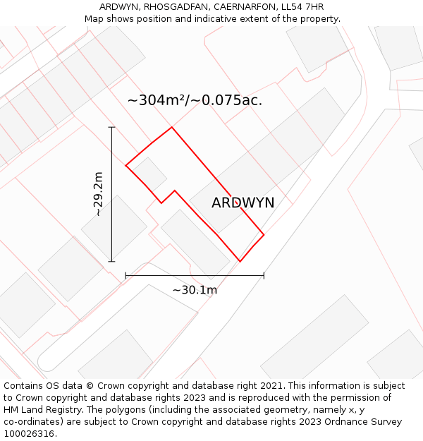 ARDWYN, RHOSGADFAN, CAERNARFON, LL54 7HR: Plot and title map