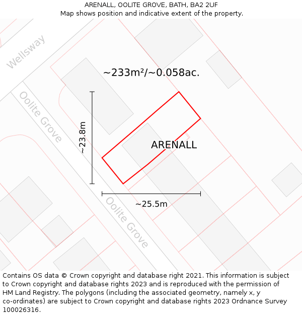 ARENALL, OOLITE GROVE, BATH, BA2 2UF: Plot and title map