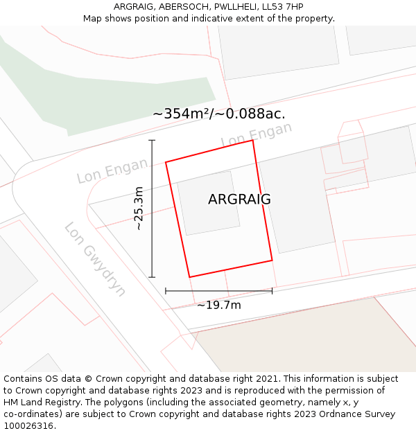 ARGRAIG, ABERSOCH, PWLLHELI, LL53 7HP: Plot and title map