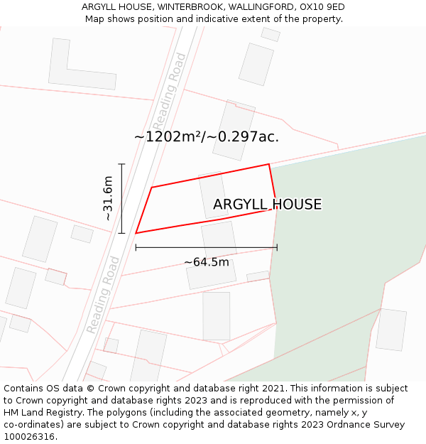 ARGYLL HOUSE, WINTERBROOK, WALLINGFORD, OX10 9ED: Plot and title map