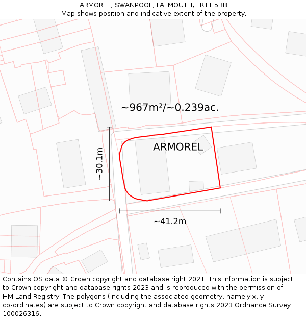 ARMOREL, SWANPOOL, FALMOUTH, TR11 5BB: Plot and title map
