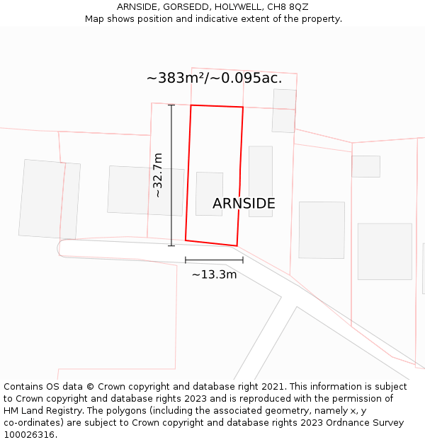 ARNSIDE, GORSEDD, HOLYWELL, CH8 8QZ: Plot and title map
