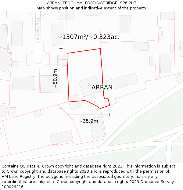 ARRAN, FROGHAM, FORDINGBRIDGE, SP6 2HT: Plot and title map