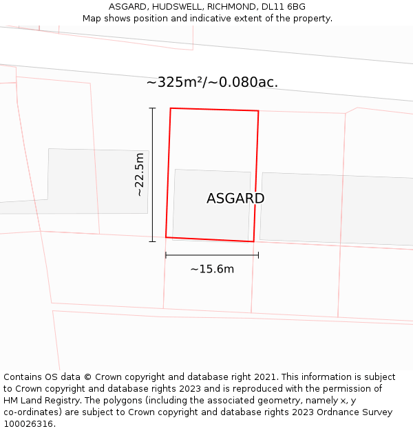 ASGARD, HUDSWELL, RICHMOND, DL11 6BG: Plot and title map