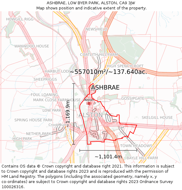 ASHBRAE, LOW BYER PARK, ALSTON, CA9 3JW: Plot and title map
