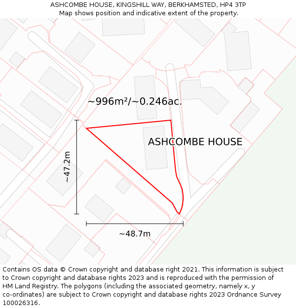 ASHCOMBE HOUSE, KINGSHILL WAY, BERKHAMSTED, HP4 3TP: Plot and title map
