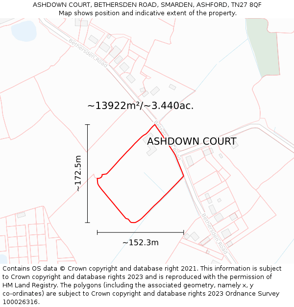 ASHDOWN COURT, BETHERSDEN ROAD, SMARDEN, ASHFORD, TN27 8QF: Plot and title map