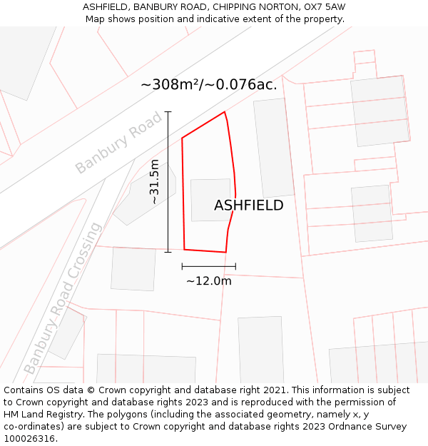 ASHFIELD, BANBURY ROAD, CHIPPING NORTON, OX7 5AW: Plot and title map