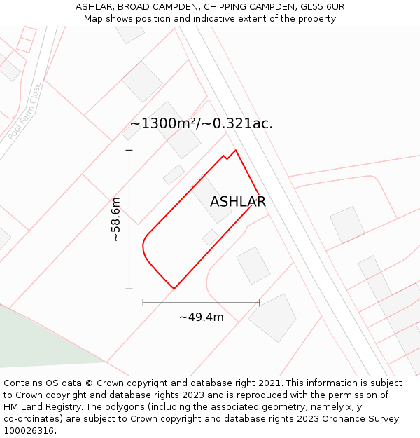 ASHLAR, BROAD CAMPDEN, CHIPPING CAMPDEN, GL55 6UR: Plot and title map