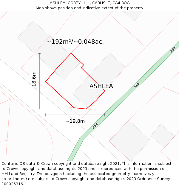 ASHLEA, CORBY HILL, CARLISLE, CA4 8QG: Plot and title map