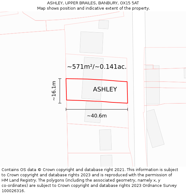 ASHLEY, UPPER BRAILES, BANBURY, OX15 5AT: Plot and title map