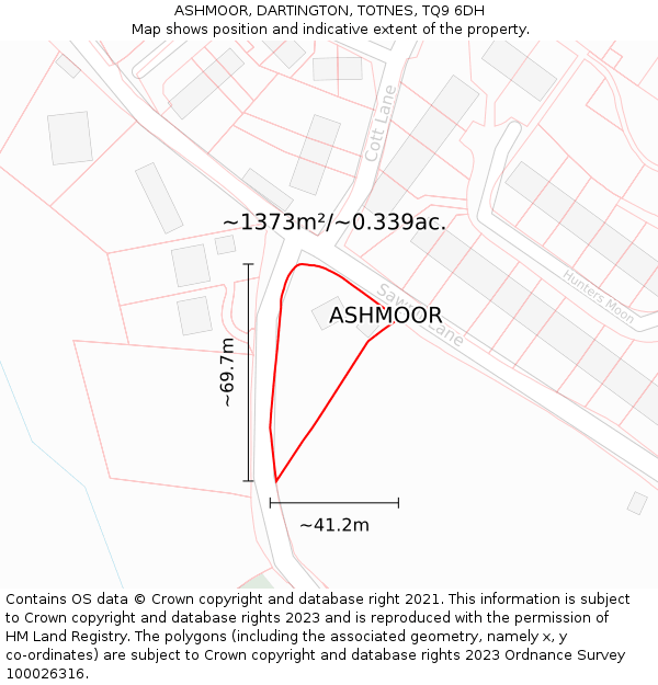 ASHMOOR, DARTINGTON, TOTNES, TQ9 6DH: Plot and title map