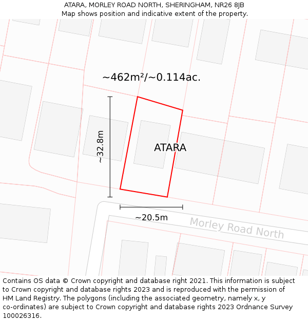 ATARA, MORLEY ROAD NORTH, SHERINGHAM, NR26 8JB: Plot and title map