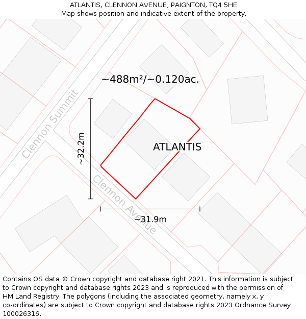 ATLANTIS, CLENNON AVENUE, PAIGNTON, TQ4 5HE: Plot and title map