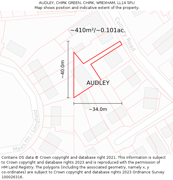 AUDLEY, CHIRK GREEN, CHIRK, WREXHAM, LL14 5PU: Plot and title map