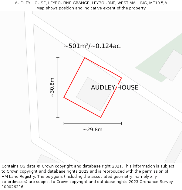 AUDLEY HOUSE, LEYBOURNE GRANGE, LEYBOURNE, WEST MALLING, ME19 5JA: Plot and title map