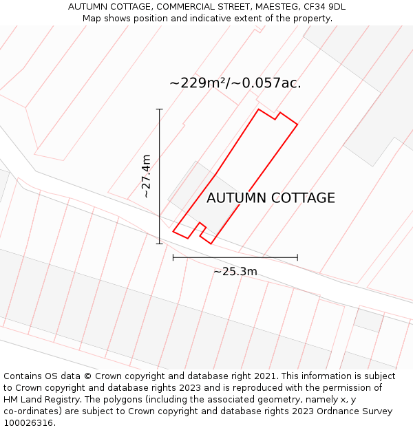 AUTUMN COTTAGE, COMMERCIAL STREET, MAESTEG, CF34 9DL: Plot and title map