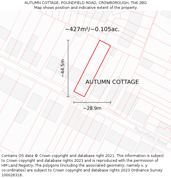 AUTUMN COTTAGE, POUNDFIELD ROAD, CROWBOROUGH, TN6 2BG: Plot and title map