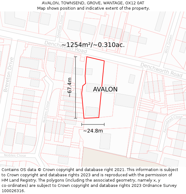 AVALON, TOWNSEND, GROVE, WANTAGE, OX12 0AT: Plot and title map