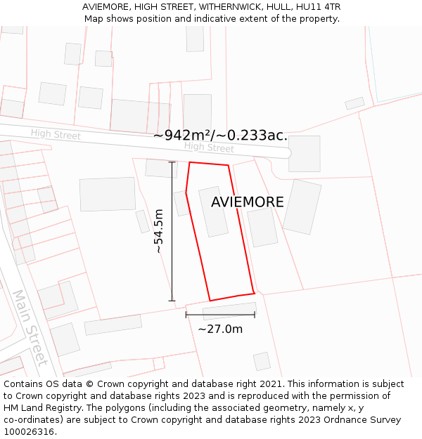 AVIEMORE, HIGH STREET, WITHERNWICK, HULL, HU11 4TR: Plot and title map
