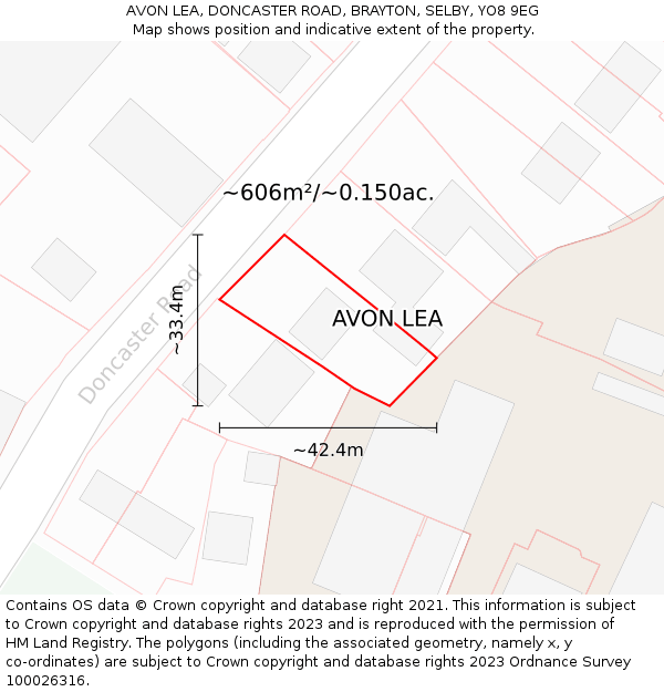 AVON LEA, DONCASTER ROAD, BRAYTON, SELBY, YO8 9EG: Plot and title map