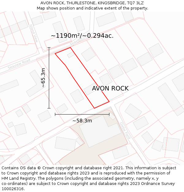 AVON ROCK, THURLESTONE, KINGSBRIDGE, TQ7 3LZ: Plot and title map