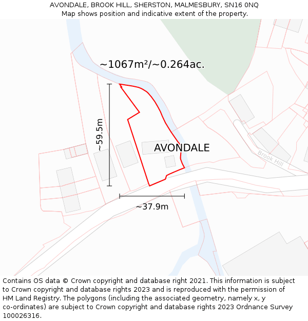 AVONDALE, BROOK HILL, SHERSTON, MALMESBURY, SN16 0NQ: Plot and title map