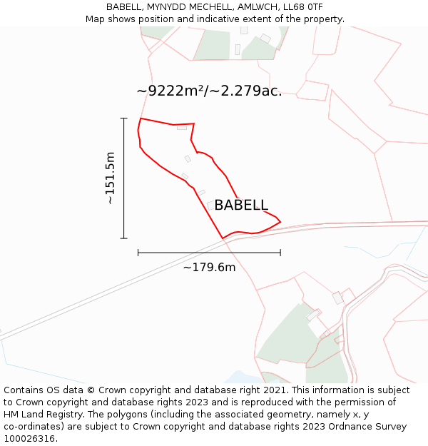 BABELL, MYNYDD MECHELL, AMLWCH, LL68 0TF: Plot and title map