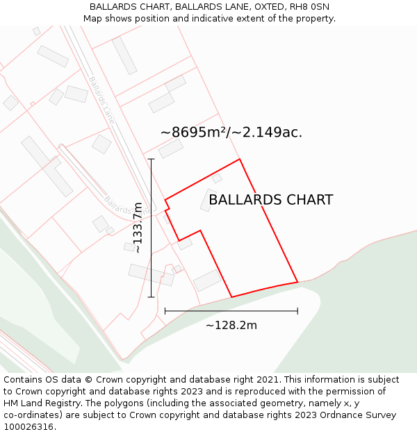 BALLARDS CHART, BALLARDS LANE, OXTED, RH8 0SN: Plot and title map