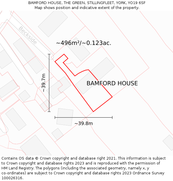 BAMFORD HOUSE, THE GREEN, STILLINGFLEET, YORK, YO19 6SF: Plot and title map