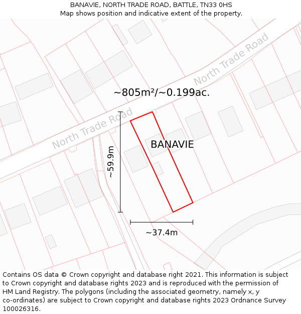 BANAVIE, NORTH TRADE ROAD, BATTLE, TN33 0HS: Plot and title map
