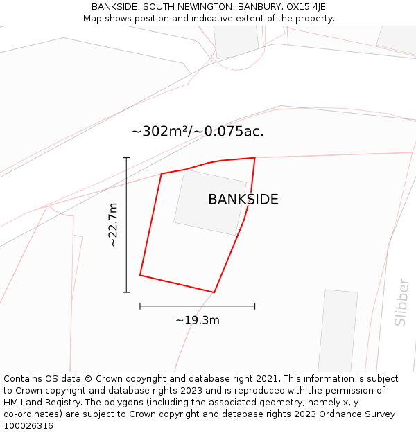 BANKSIDE, SOUTH NEWINGTON, BANBURY, OX15 4JE: Plot and title map