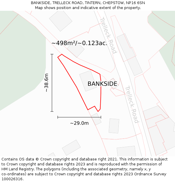 BANKSIDE, TRELLECK ROAD, TINTERN, CHEPSTOW, NP16 6SN: Plot and title map