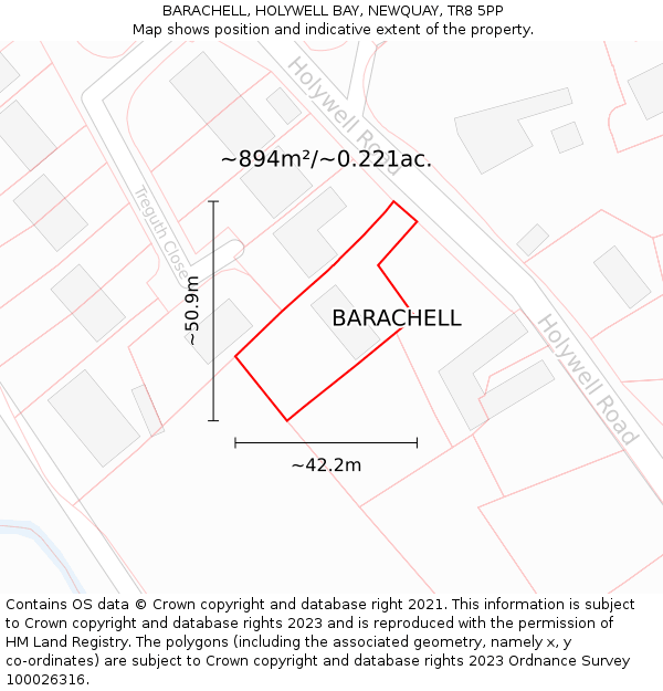 BARACHELL, HOLYWELL BAY, NEWQUAY, TR8 5PP: Plot and title map