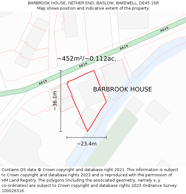 BARBROOK HOUSE, NETHER END, BASLOW, BAKEWELL, DE45 1SR: Plot and title map