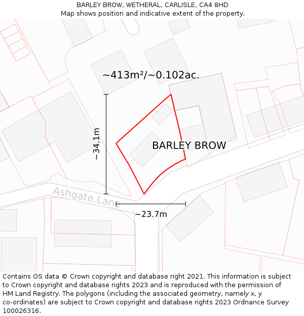 BARLEY BROW, WETHERAL, CARLISLE, CA4 8HD: Plot and title map