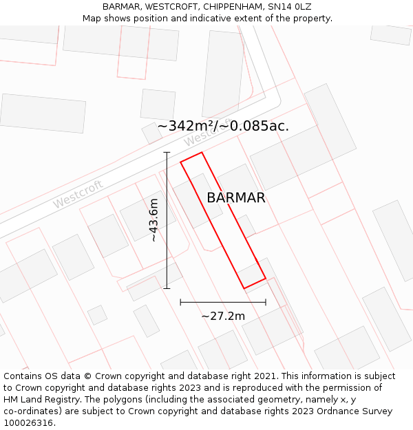 BARMAR, WESTCROFT, CHIPPENHAM, SN14 0LZ: Plot and title map