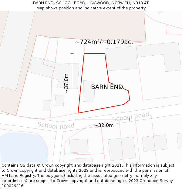BARN END, SCHOOL ROAD, LINGWOOD, NORWICH, NR13 4TJ: Plot and title map