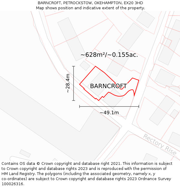 BARNCROFT, PETROCKSTOW, OKEHAMPTON, EX20 3HD: Plot and title map