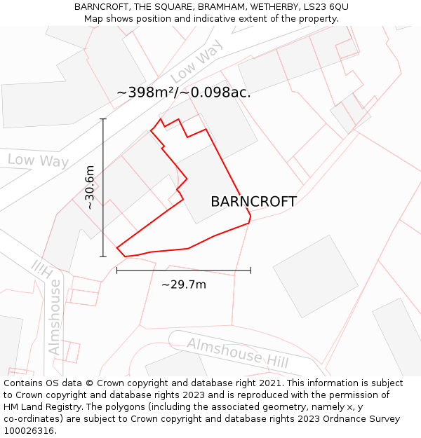 BARNCROFT, THE SQUARE, BRAMHAM, WETHERBY, LS23 6QU: Plot and title map