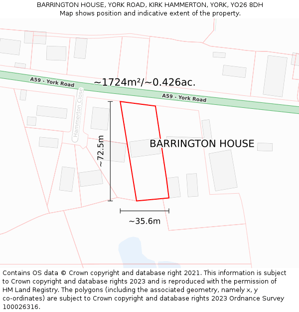 BARRINGTON HOUSE, YORK ROAD, KIRK HAMMERTON, YORK, YO26 8DH: Plot and title map