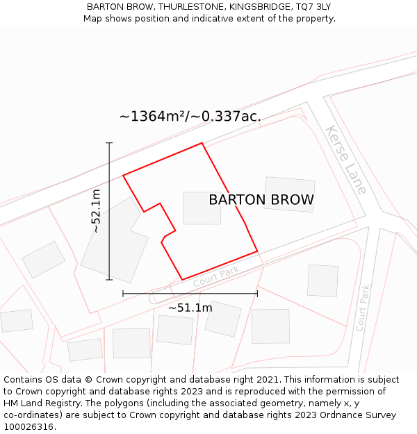BARTON BROW, THURLESTONE, KINGSBRIDGE, TQ7 3LY: Plot and title map