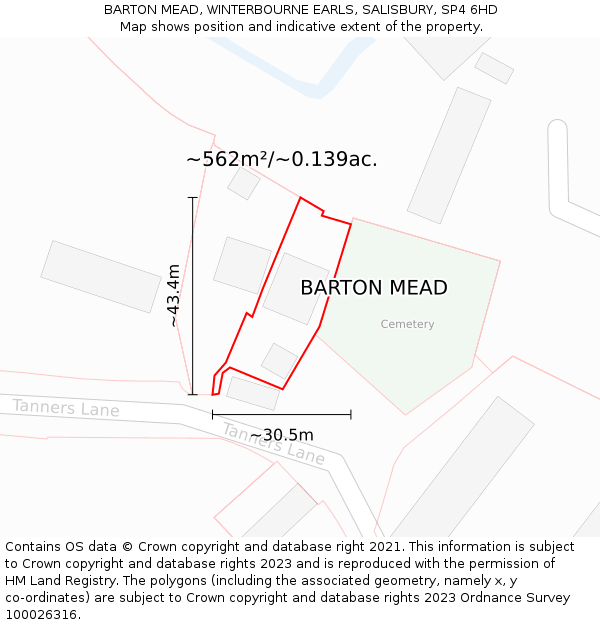 BARTON MEAD, WINTERBOURNE EARLS, SALISBURY, SP4 6HD: Plot and title map