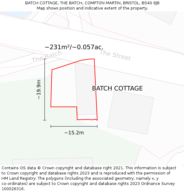 BATCH COTTAGE, THE BATCH, COMPTON MARTIN, BRISTOL, BS40 6JB: Plot and title map